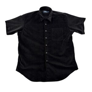 Vintage Polo Ralph Lauren Shirt Mens XL Black Shimmer Velvet Marlowe Side Pocket